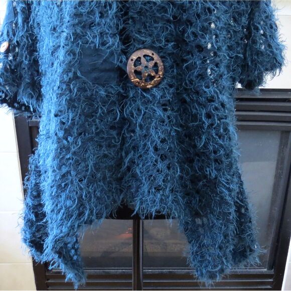 Kaktus Women's Open Knit Kimono Cardigan Dark Teal XL EUC - Picture 2 of 12
